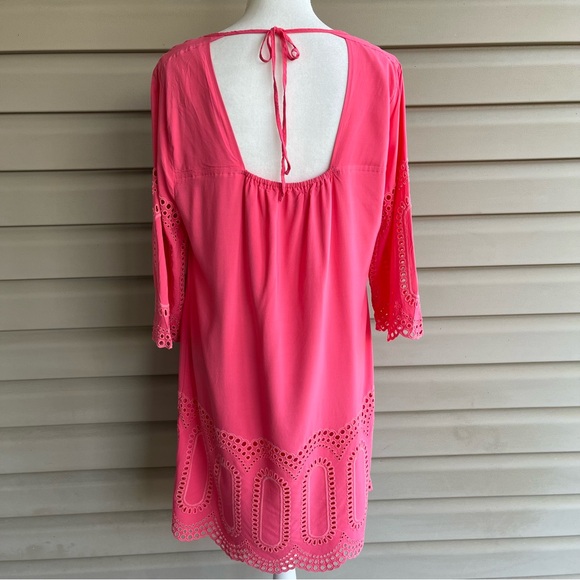 •Crown & Ivy• Salmon Open Back Eyelet Dress - Size 16 - Picture 5 of 8